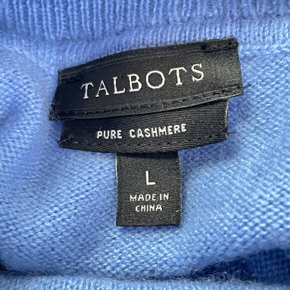 NWOT Talbots 100% Cashmere Periwinkle Blue Turtleneck Sweater Luxe Soft Knit L - Picture 5 of 9